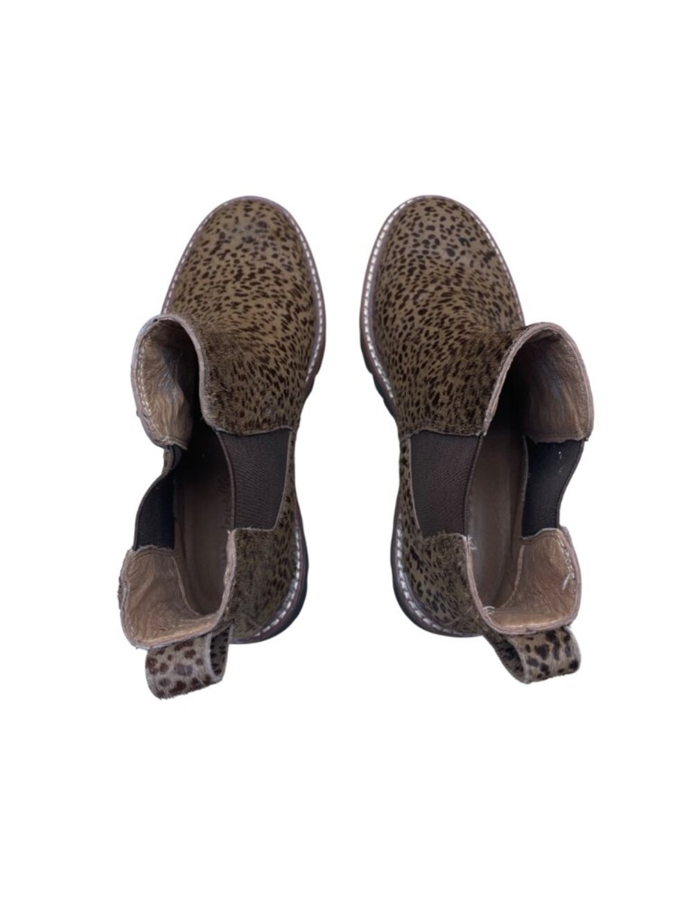 Madewell Women's Brown Calf Hair Chelsea Boots Animal Print Leather Size 8.5 - Picture 8 of 9